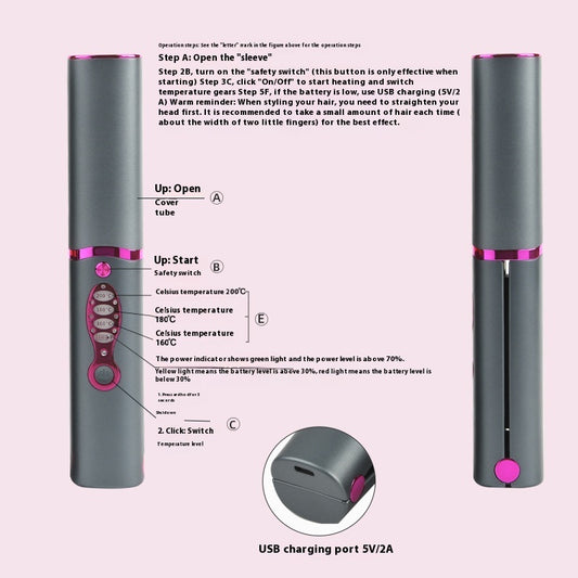 Cordless Portable Hair Straightener