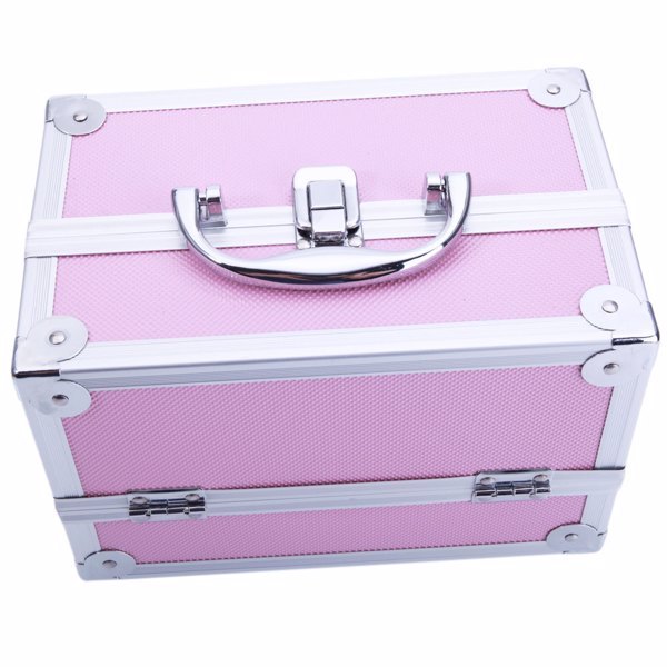 Handheld Top Double Opening Aluminum Alloy Makeup Case With Mirror
