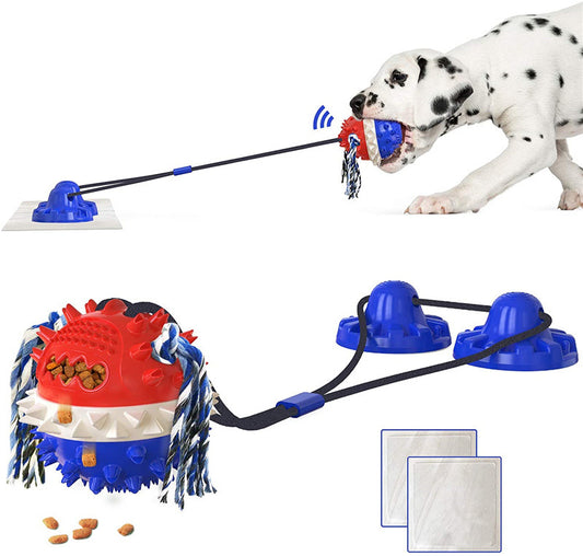 Indestructible suction cup dog chew tug toy