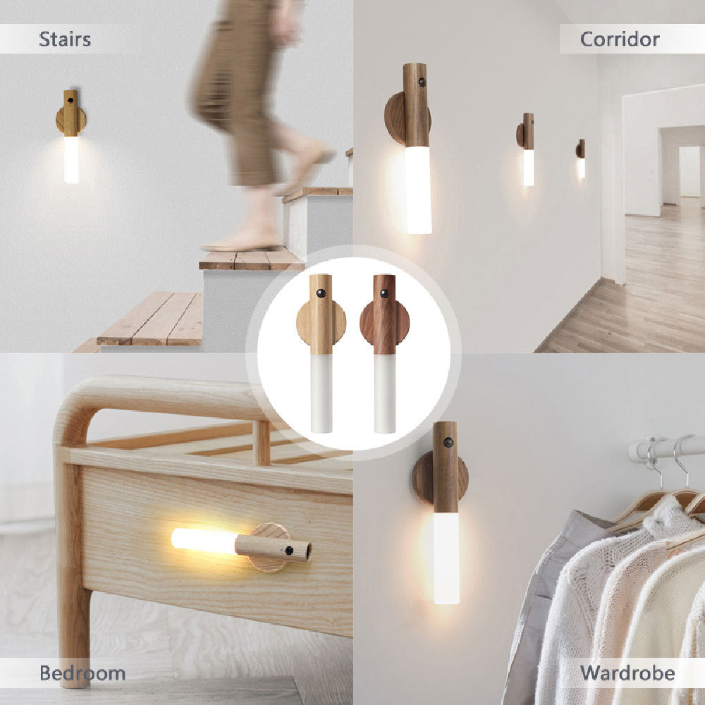 Auto LED USB Magnetic Wood Wireless Night Light - Blixsy