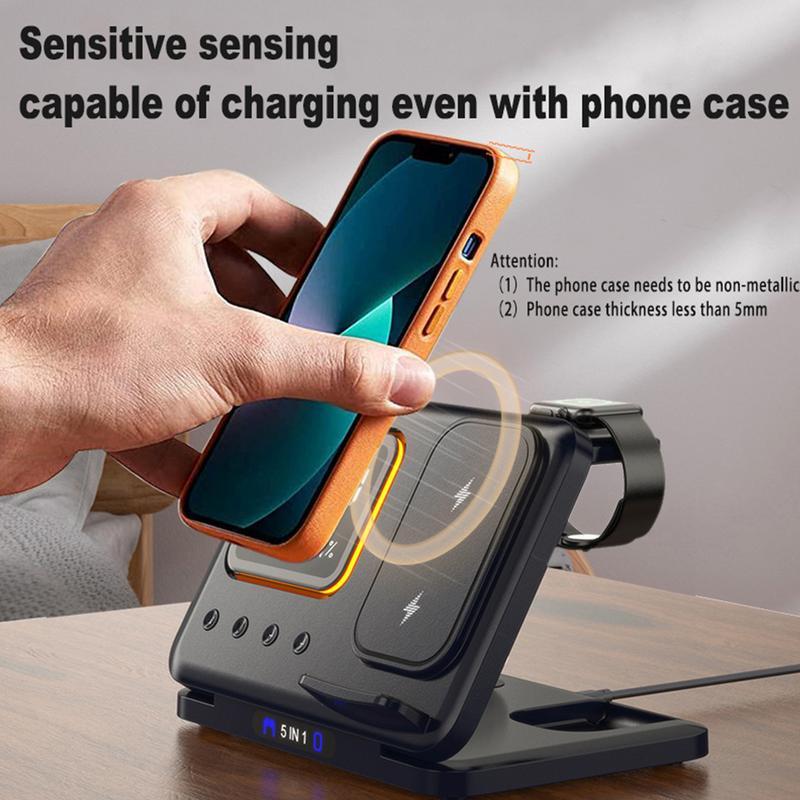 5 In 1 LED Digital Alarm Clock Fast Charging Dock Station - Blixsy