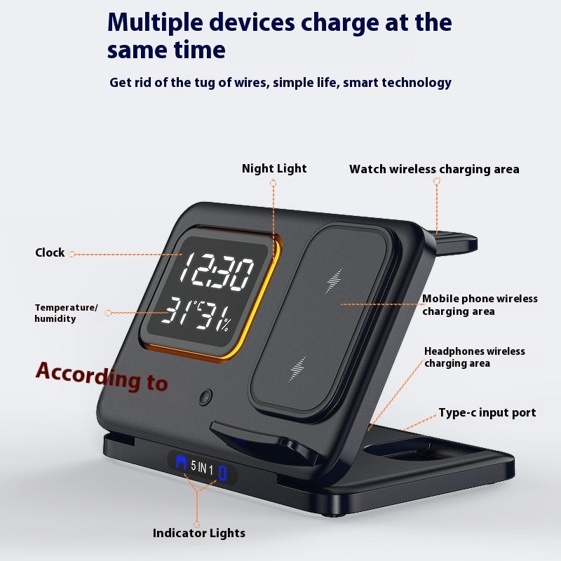 5 In 1 LED Digital Alarm Clock Fast Charging Dock Station - Blixsy