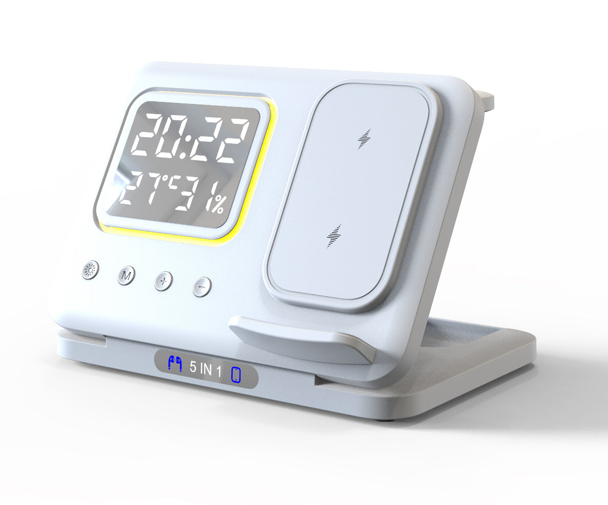 5 In 1 LED Digital Alarm Clock Fast Charging Dock Station - Blixsy