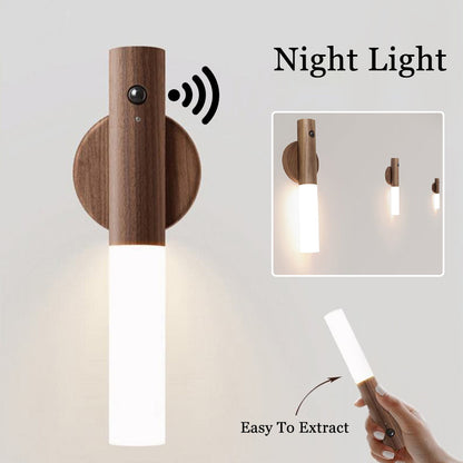 Auto LED USB Magnetic Wood Wireless Night Light - Blixsy