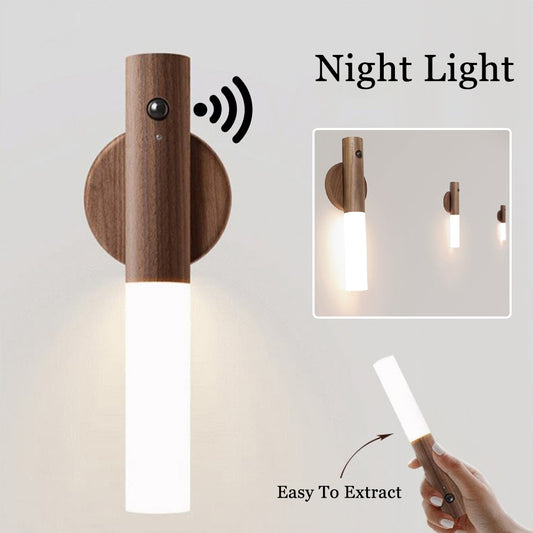 Auto LED USB Magnetic Wood Wireless Night Light - Blixsy