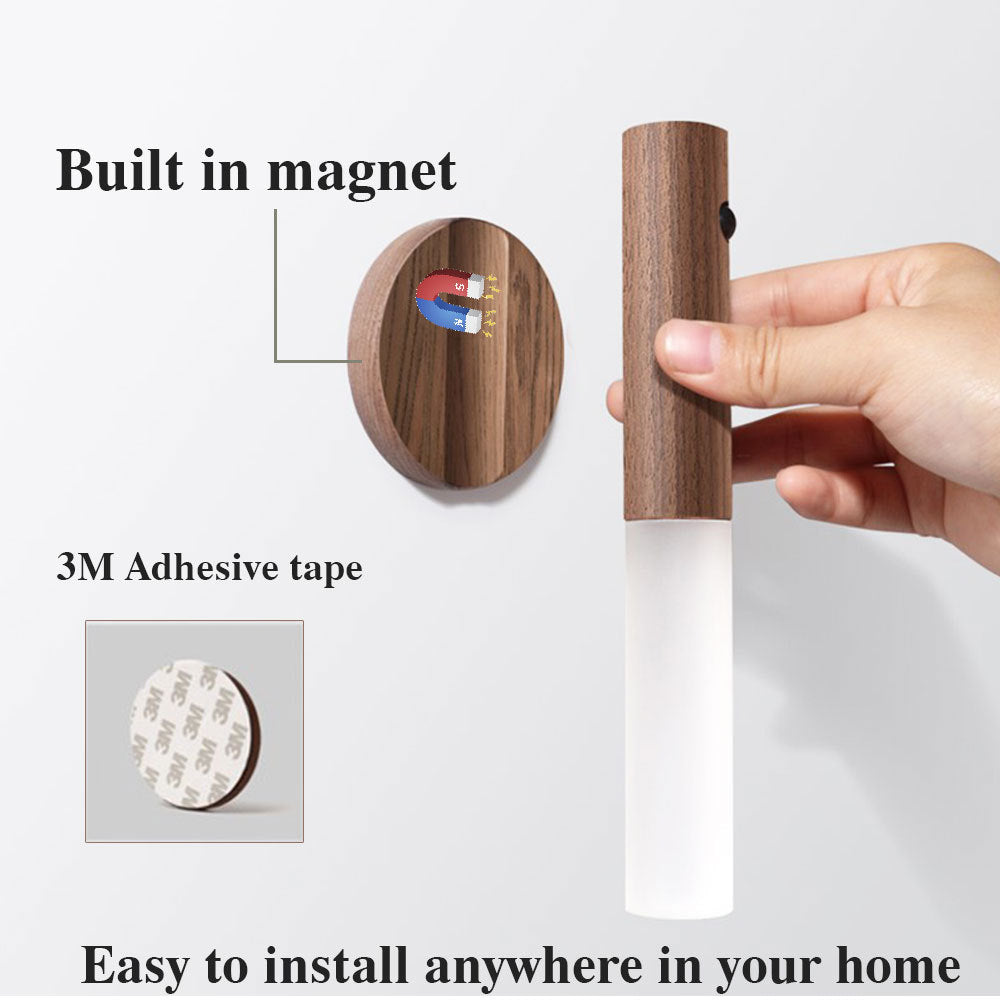 Auto LED USB Magnetic Wood Wireless Night Light - Blixsy
