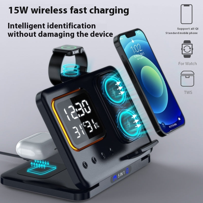 5 In 1 LED Digital Alarm Clock Fast Charging Dock Station - Blixsy