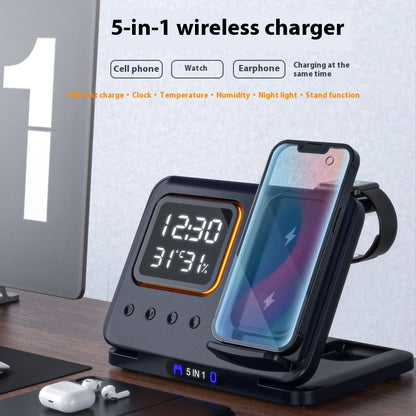 5 In 1 LED Digital Alarm Clock Fast Charging Dock Station - Blixsy